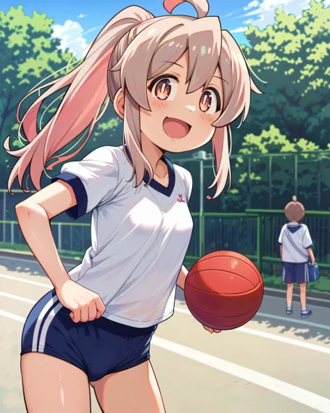 score_9, score_8, score_7, source_anime,
1 girl,outdoors,short_torso,child, solo focus, short_torso,small breasts, solo,mesugaki
japan school,long hair, ponytail, 
evil smile, open mouth, 
by oyama mahiro,
Gym clothes, buruma
,   <lora:OyamaMahiro_PD6XL:0....