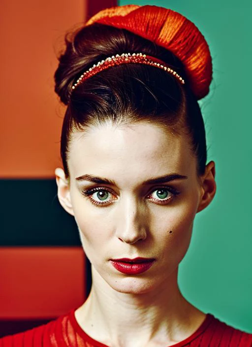 close up portrait of sks woman , by Flora Borsi, style by Flora Borsi, bold, bright colours, ((Flora Borsi)), by Tim Walker, <lora:locon_rooneymara_v1_from_v1_64_32:1>