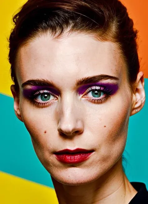 close up portrait of sks woman , by Flora Borsi, style by Flora Borsi, bold, bright colours, ((Flora Borsi)), by David LaChapelle, <lora:locon_rooneymara_v1_from_v1_64_32:1>