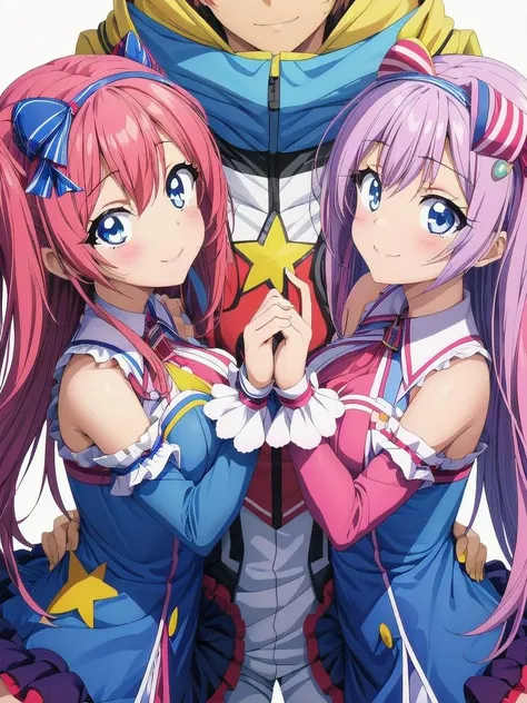 a couple of anime girls standing next to each other