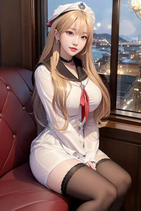 masterpiece, best quality, realistic, detailed face, cinematic lighting,
seductive face, shiny eyes, jewelry, long eyelashes,
shiny skin, thigh gap,
seductive sitting, looking at camera,
night city,
saratoga, sailorsuit, <lora:saratogaR_v12:0.7>, <lora:kor...