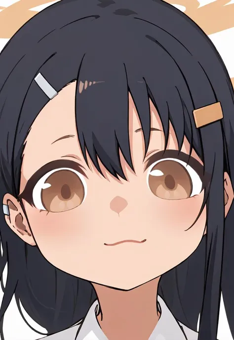 masterpiece, best quality, 4k, female, <lora:Nagatoro_V3:0.55> nagatoro hayase, hair ornament, brown eyes, hairclip ,(dark skin), black hair , <lora:Blue Archive Chibi Style:0.6> chibi,chibi style