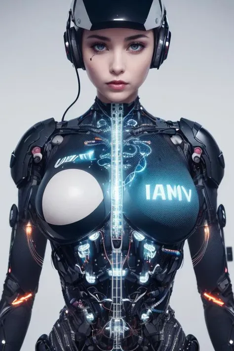 (official art, beautiful and aesthetic), (1girl:1.3), complex 3d render ultra detailed of a beautiful porcelain profile woman robot, (biomechanical exoskeleton armored and white and black cybernetic implants), (fractal art:1.1),(colored electronic cables a...