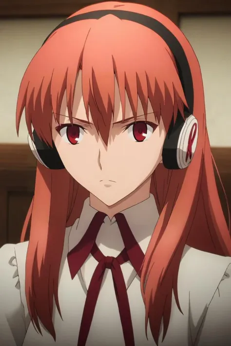 a close up of a person wearing headphones and a tie