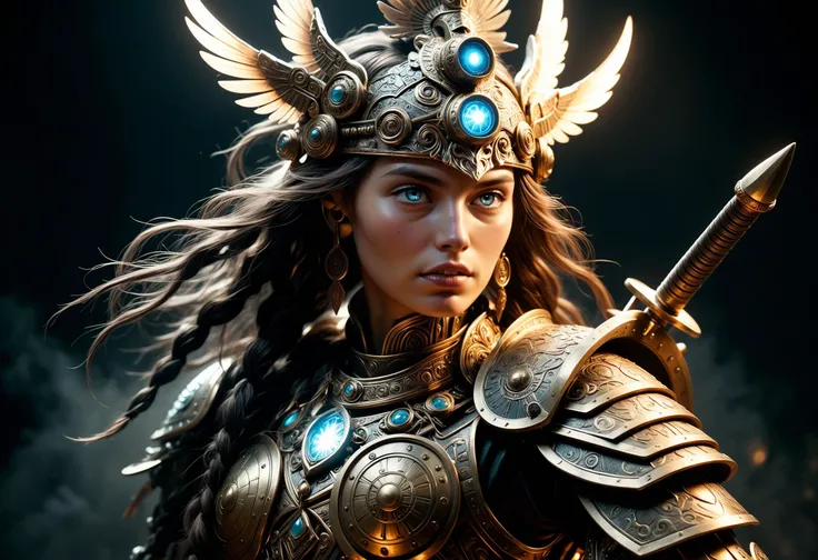 Hyper-maximalist, soft lighting, extremely intricate, female warrior, 1800s,