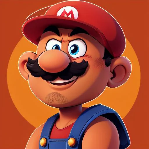 a close up of a cartoon character with a mustache and a mustache