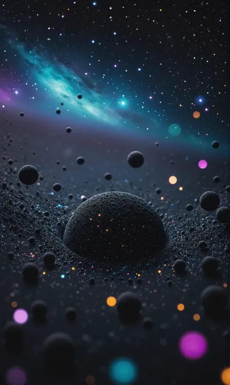 close up angle of (( black floating on air)), (dist) , detailed focus, deep bokeh, beautiful, dreamy colors, dark cosmic background. Visually delightful<lora:xl_more_art-full_v1:0.3>