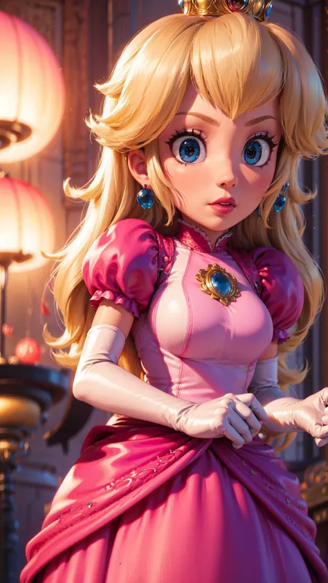 a close up of a doll dressed in a pink dress