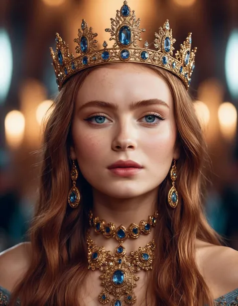 cinematic photo highly detailed portrait of (((ohwx woman))) as an elegant goddess, ornate crown, beautiful symmetrical face, di...