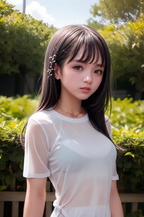 透过白色体恤看见内衣_bra visible through white shirt_透けブラ