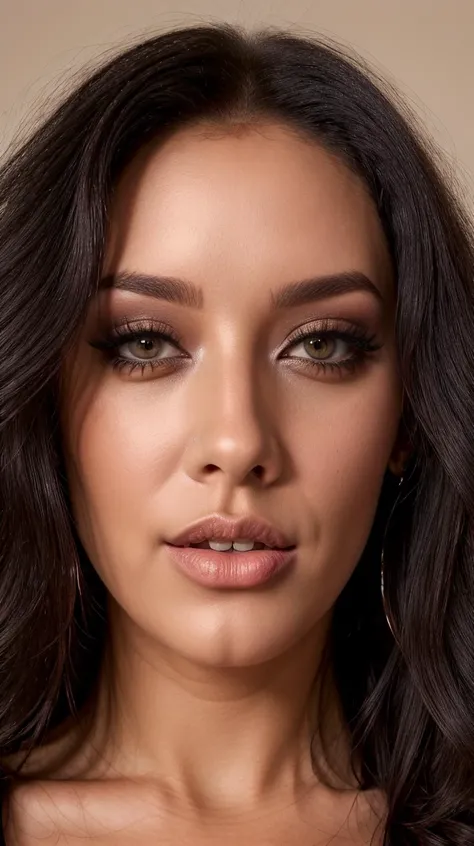 a close up of a woman with long hair and a necklace