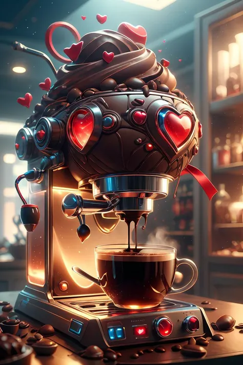 valentinetech,scifi,tasty details,coffee machine,<lora:ValentineTech-18:0.8>,