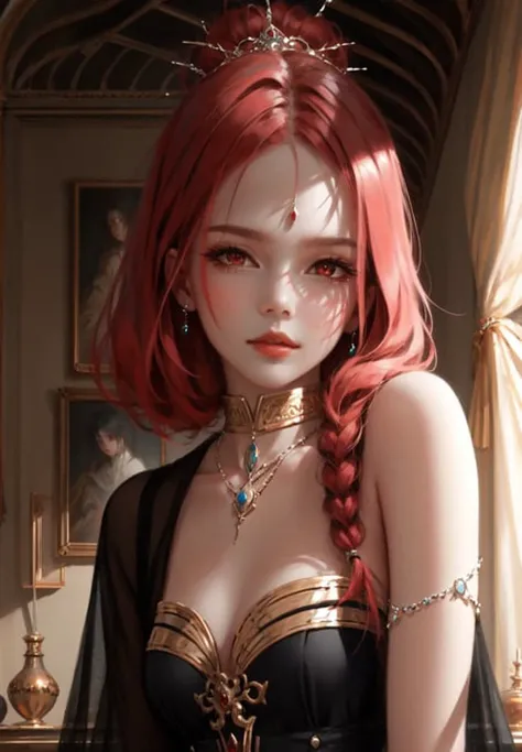 wlop, aeolian, jewelry, cute girl, eastern, red hair, red eyes
<lora:sv_wlop:0.75>