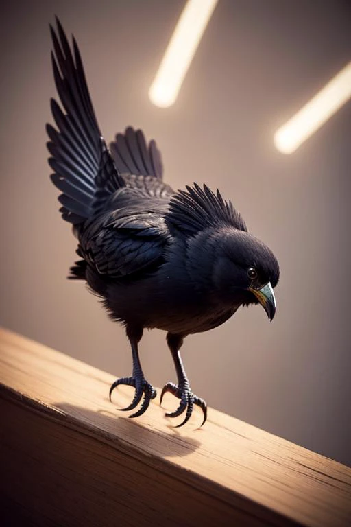 an concept art of alchemic element - European Jackdaw (Corvus monedula): A small, intelligent bird with glossy black feathers and a distinctive gray nape. The sharp, beady eyes exude curiosity and intelligence, while the sturdy, black bill reflects its omn...