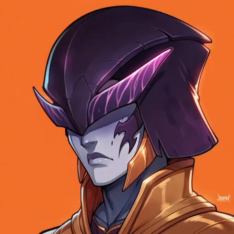 a close up of a person wearing a helmet and a purple outfit