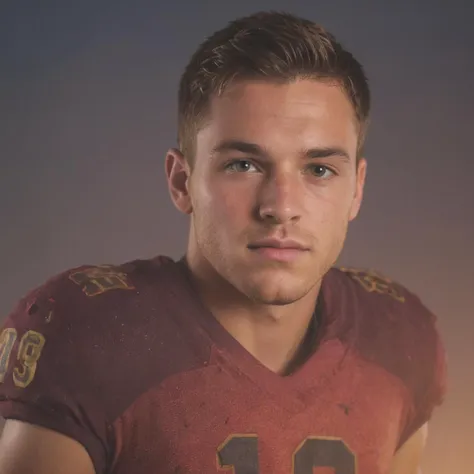 arafed image of a man in a football uniform posing for a picture