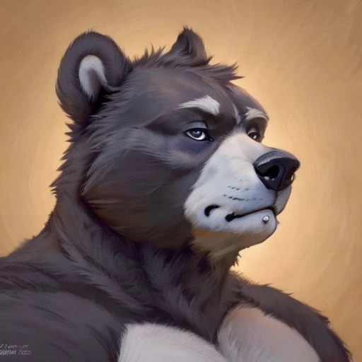 painting of a bear with a sad look on his face