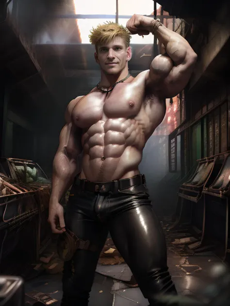 davidmarchante person, (one male), (cowboy-shot), (looking at viewer).
Very detailed manly face, detailed realistic open brown eyes, (muscular:1.5), (big muscles), (Hyper Pecs:1.4), (narrow waist and hips:1.2), (long sandy blond hair:1.1), (blond armpit ha...