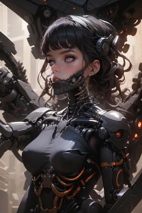 (masterpiece, best quality, ultra high res, absurdres), super fine concept art, 1girl, solo, cute girl in jaw, looking away, glowing eyes, mechanical parts, jht, <lora:jaw_hood_tooth:0.8>