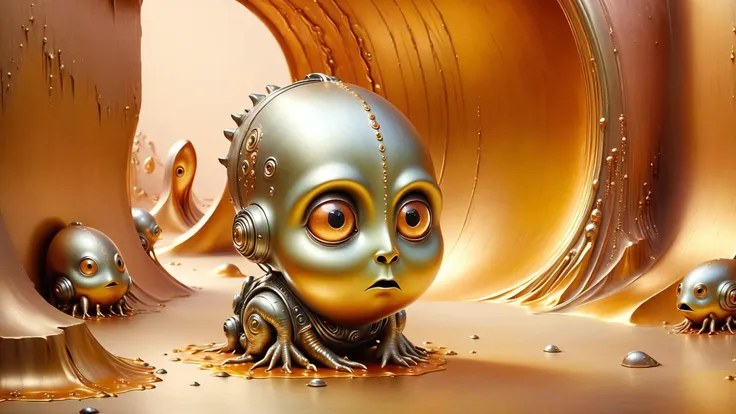 there is a gold robot with a head of a human