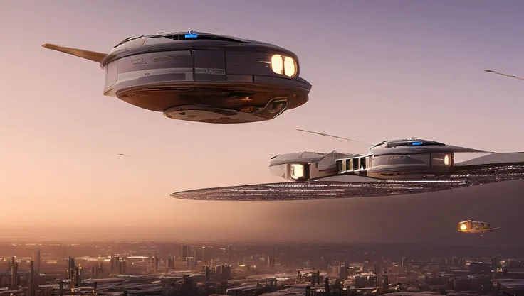 scifi, futuristic city, flying taxi, people, robots, androids