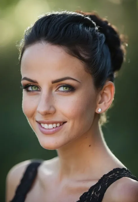 Positive prompt:
Imperfect, beautiful lady,(freckles:0.9), romantic smile, detailed green eyes, detailed iris, black hair in a bun, dark emo makeup, hyperdetailed photography, soft light, in the future, diamond earring, ,  slim body, beautiful painting, Pu...