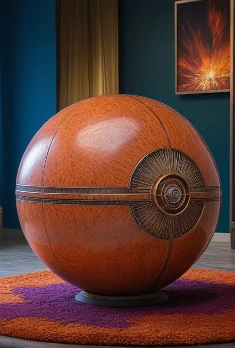 a close up of a large wooden object on a rug