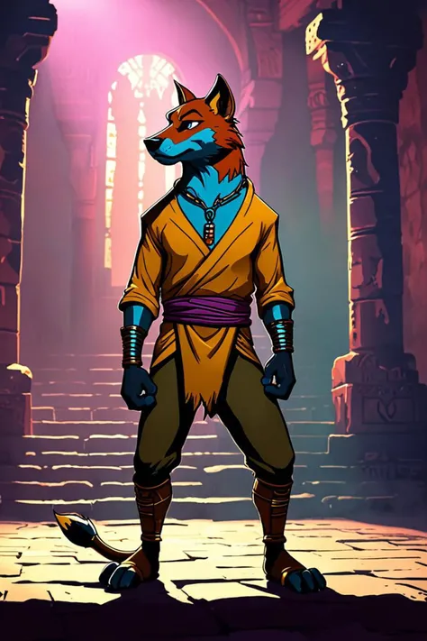 a fursona and looking at dirty fist in a lost temple in the style of color light, moody atmospheric lighting, <lora:sdxl_lightning_8step_lora.safetensors:1.0>, <lora:add detail xl.safetensors:1.5>