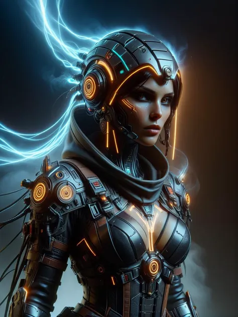 woman, mad-bdyarmr, helmet, hermeticwizard, cyberpunk, hooded robe, neonbody, lightstreak, close-up, portrait, magic runes floating in the air, dynamic pose, (ancient temple, dust, steam, light rays:1.2) <lora:Cyberpunk_Techno-Mages_SDXL:0@0,0.5@0.25>  <lo...