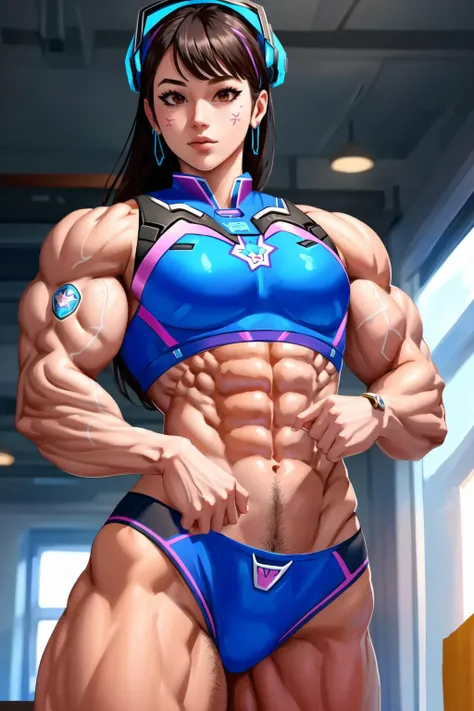 best quality, intricate details,


1girl,    <lora:dVaOverwatch_v3:0.8> deeva (overwatch 1 version), d.va /(overwatch 1/), 

 <lora:musctonkStyle_v10:0.8> muscular, biceps, triceps, thighs, abs, pecs,

 <lora:excessiveSparsePubic_v10:0.8>  excessive pubic ...