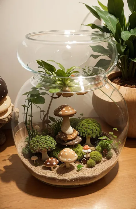 cute terrarium with a little mushroom