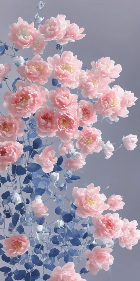 flower, sea of rose, in the style of light pink, yellow,blue, white and light azure, dreamy and romantic compositions, light azure and amber, ethereal foliage, playful arrangements, depth of field <lora:flower_lyriel:1>