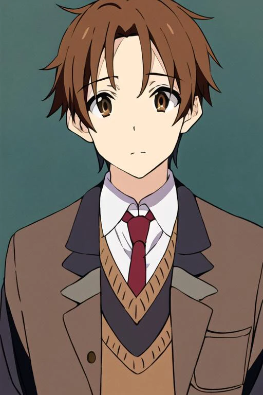 masterpiece, best quality, high quality, 1boy, solo, male focus, looking at viewer, upper body, <lora:taichi_yaegashi:0.62>, taichi_yaegashi, brown hair, brown eyes, , school uniform