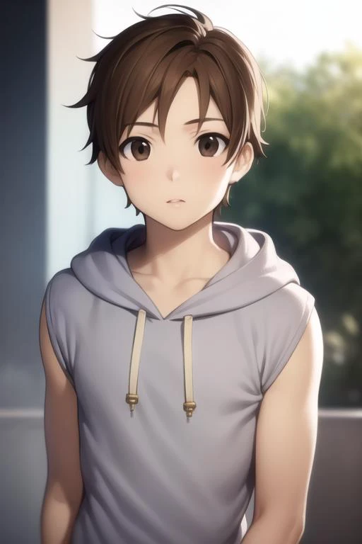 masterpiece, best quality, high quality, 1boy, solo, male focus, looking at viewer, upper body, <lora:taichi_yaegashi:0.60>, taichi_yaegashi, brown hair, brown eyes, realistic, hoodie