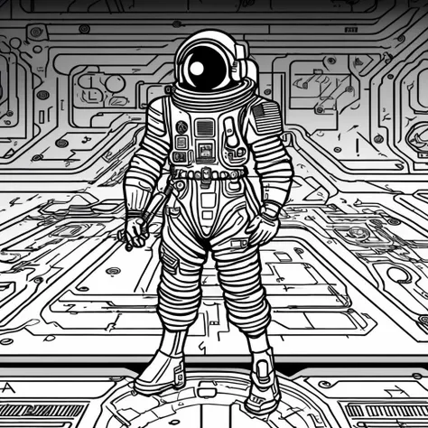 textless, best quality, line art adventure (military space serphm:1.2)