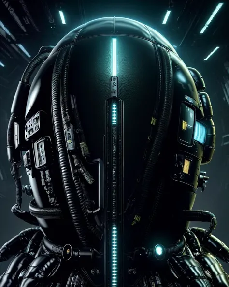 a close up of a person in a futuristic suit with a glowing light