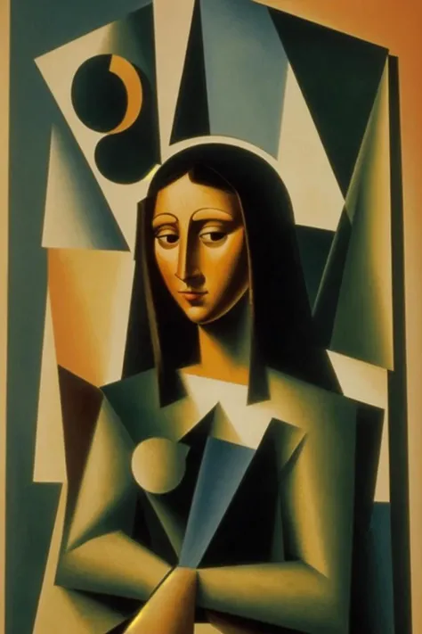 a scan of a cubism masterpiece painting of the mona lisa <lora:Cubism_last:2.5>