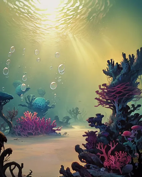 there is a picture of a underwater scene with corals and fish