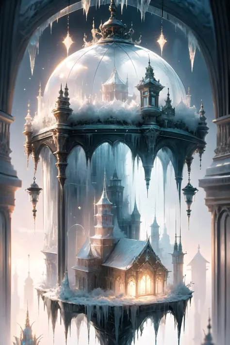 a picture taken from a video game of a castle in the snow