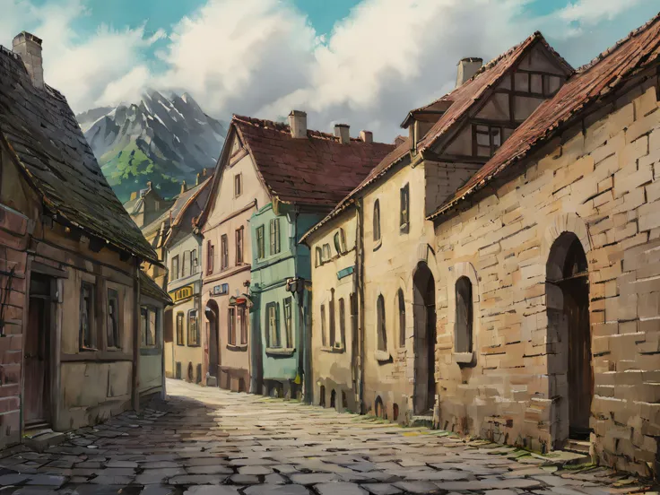 in the style of  <lora:howlsghibli2-000010:1>  , scenery, town