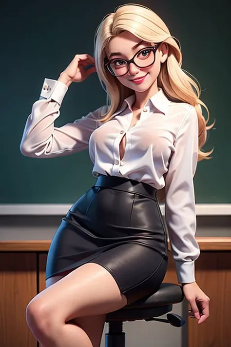 ((office)), sitting on an office chair, Business suits, Pencil skirts, panties with lace, clothes transparent, Smiling smile, (NSFW), 1womanl, rYO, 24 years old, 7-headed body, (The ideal ratio of body proportions), (Head-to-hip composition), erectile nipp...