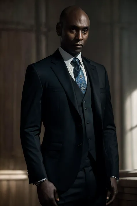 (masterpiece:1.2), portrait photo of man LReddick in black suit, cinematic scene, <lora:LanceReddick_v2:1.0>, best quality, high quality, (absurdres:1.2),( intricate details:1.2), realistic, UHD, ultrarealistic, sharp focus