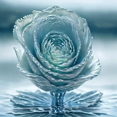 a close up of a flower that is in the water