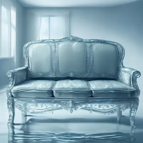 a close up of a couch in a room with a window