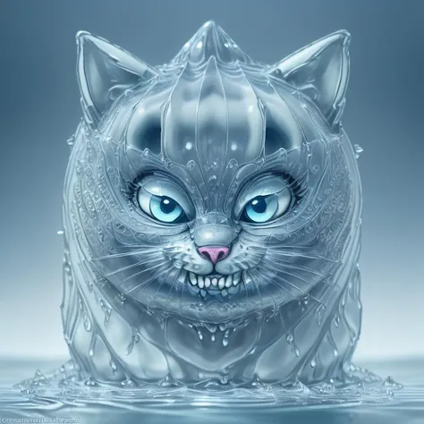 a close up of a cat with blue eyes in water