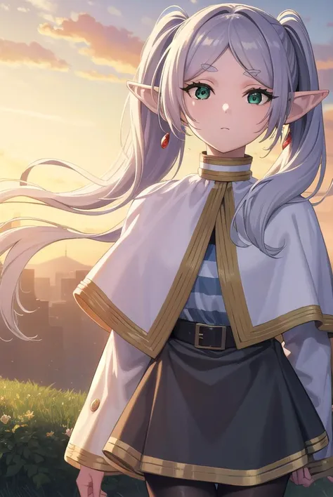 frieren, <lyco:frierenv2-lyco-nochekaiser:1>,
frieren, long hair, twintails, (green eyes:1.5), grey hair, pointy ears, elf,
brea...