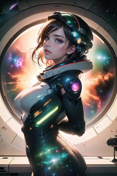 a woman in a futuristic space suit with a helmet on