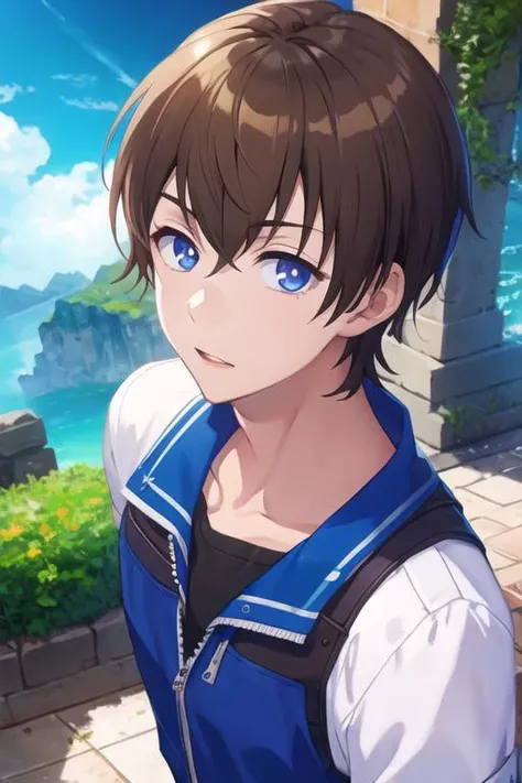 masterpiece, best quality, game cg, 1boy, solo, male focus, looking at viewer, , , <lora:masato_oosuki:0.66>, masato_oosuki, brown hair, blue eyes, , sci-fi, High definition