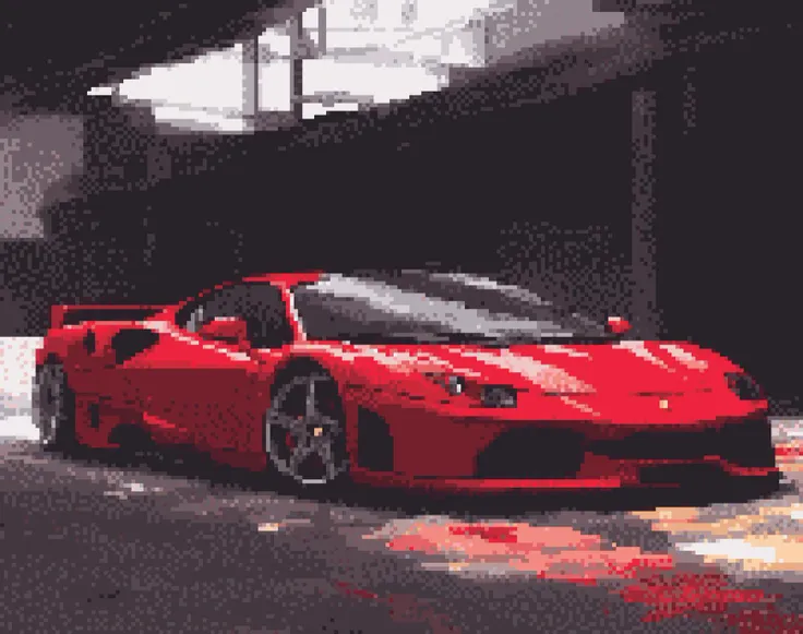 pixel art of a ferrari, beautiful,