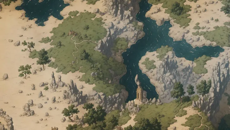 there is a picture of a map of a river and a mountain